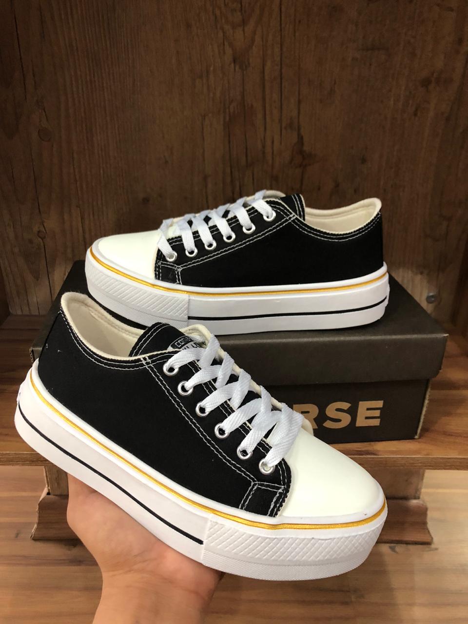 converse all star plataforma preto